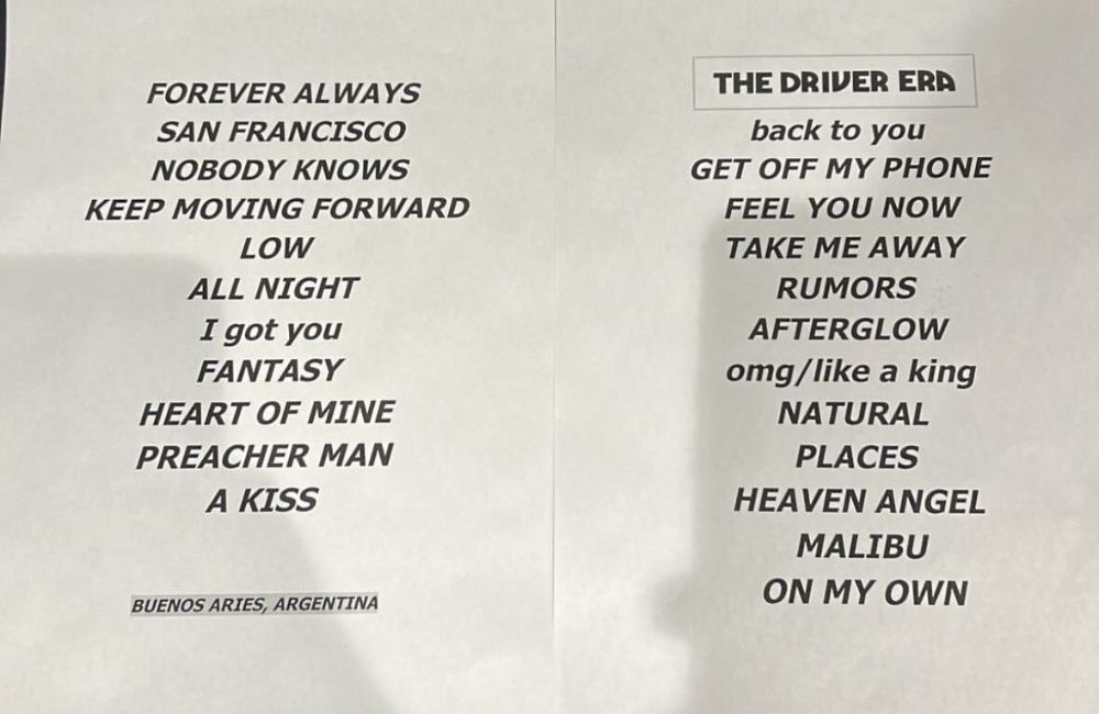 Setlist del show en Vorterix